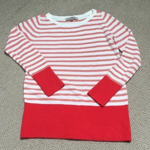 Loft Pink Striped Sweater with Red